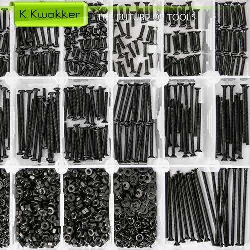 2060Pcs M2 Screw Kit Hex Socket Button & Flat Head Bolts and Nuts - size: M2 - Button Head & Flat Head