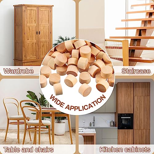 200-Piece 1/2 Inch Wooden Button Plugs - Flat Head Screw Hole Plugs - size: 1/2 Inch