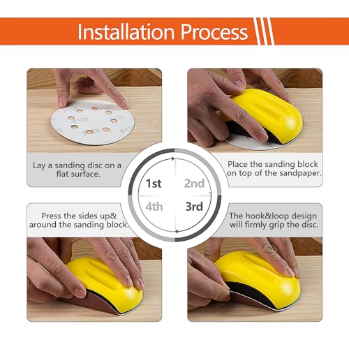 Sanding Blocks 5Pack Hook and Loop Sanding Block Round and Mouse Hand Sanding Block for Wood Furniture Restoration Home Arts and Crafts