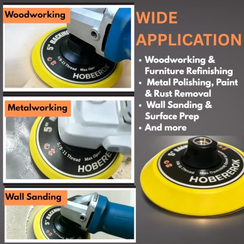 5" Hook and Loop Backing Pad, 5/8"-11 Angle Grinder Sanding Pad
