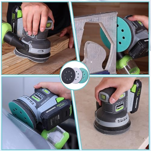 WORKPRO 5 Inch Orbital Sander Interface Pads and Sanding Discs - style: 3 Pads + 3 Sandpapers