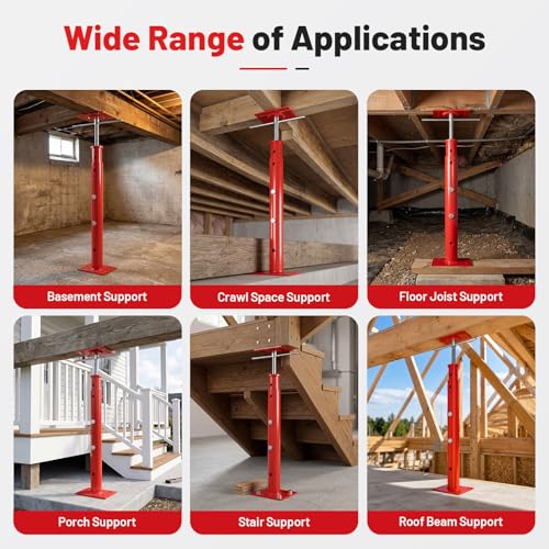 House Jacks for Leveling, 2 Pack House Floor Jack 19-36 Inch Adjustable Jack Post, 11023 lbs Heavy Duty House Jacks for Basement, Crawl Space, Foundation, Floor Joists, Porch & Roof Beam Support - size: 19-36inch(2 Pack)