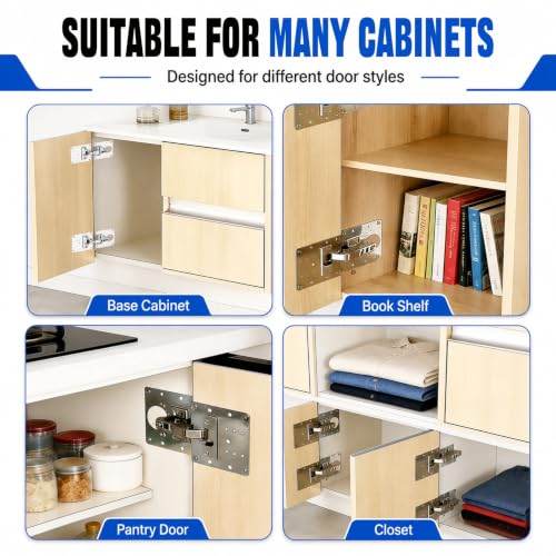 20 Pcs Cabinet Hinge Repair Plate Kit, Stainless Steel Door Mounting Plates