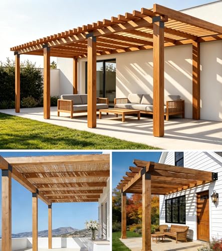 4 Pack 6x6 Heavy-Duty Post Bracket for Outdoor Pergolas Gazebos Decks - size: 4 Pack Large Brackets 6"x6"