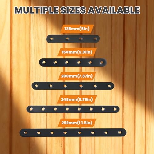 Alise Flat Bracket ,8 Inch Black Mending Plate Flat Brace for Wood Shelves - color: Black, size: 8 Inch