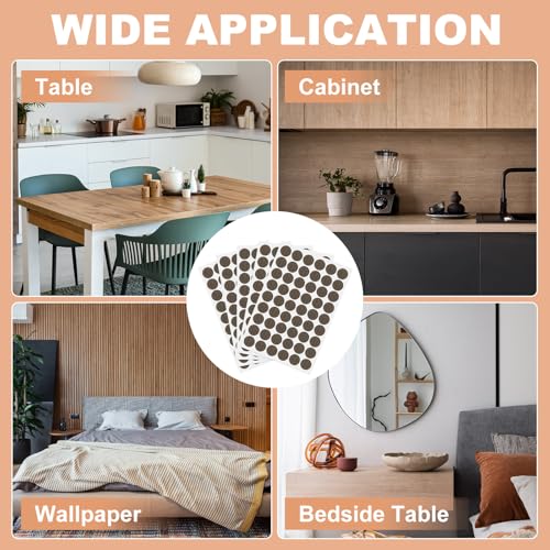 PATIKIL 270 Pieces Screw Hole Stickers, 5 Sheet Self-Adhesive Waterproof PVC Wood Grain Sticker for Screw Holes Wall Cabinets Desk Repairing, Dark Walnut, 21mm/0.83 Inch - color: Dark Walnut