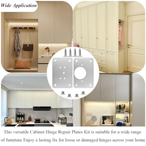 2 Pack Cabinet Door Hinge Repair Plates Cabinet Hinge Repair Replacement Brackets Board Hinges Repairs Fixing Plates with Screw Thicken Durable Stainless Steel for Kitchen Cupboard Locker Furniture - size: 3.54x2.36 inch-2P