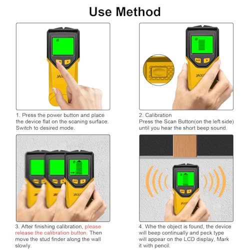 Stud Finder Wall Scanner - 5 in 1 Stud Finder Tool w/Smart Chip and HD LCD Display, Stud Detector Beam Finders for the Center and Edge of Wood AC Wire Metal Studs Joist Pipe (Banana) - color: banana