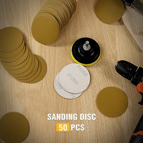 S SATC 50PCS 3 Inch Sanding Disc Hook and Loop 1000 Grit Sanding Discs for Random Orbital Sander Aluminum Oxide Orbital Sander Pad for Woodworking Automotive Metal - style: 1000Grit 50 pack