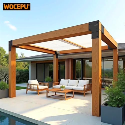 4 Pack Heavy Duty 6x6 (Actual 5.5"x5.5") Stainless Steel Corner Post Caps Tie Bracket , Fit Connecting Wood Gazebo, Deck Patio Post and Wood Beams Bracket (Dark Ggray) - size: Corner 6"x6"(Actual 5.5"x5.5")