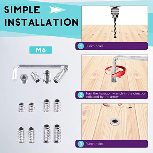 Swpeet 50Pcs 1/4" - 20 x 25mm White Zinc Plated Carbon Steel Carbon Furniture Screw in Nut Threaded Wood Inserts Threaded Inserts Bolt Fastener Connector Hex Socket (1/4" - 20 x 25mm) - size: 1/4" - 20 x 25mm
