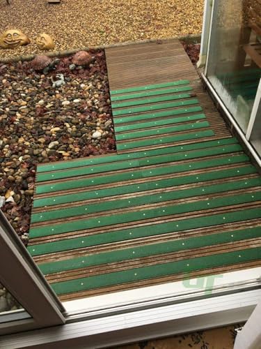 Anti-Slip Decking Strips - Pack of 5 (16" x 2") Heavy Duty GRP Non-Slip Treads for Outdoor Steps, Ramps & Decks - Weatherproof, Easy to Install, Long Lasting Safety Grip (Green) - color: Green