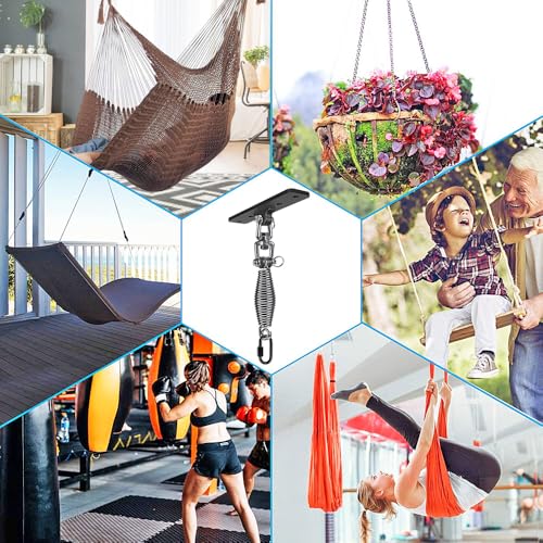Dolibest Heavy Bag Hanger, Wall Ceiling Mount Hook 360° Rotation Wood Beam Holder Body Weight Strength Training Systems, Wood Beam Holder with Spring and 1 Carabiner, 4Wood Screws for Wooden Sets - color: Heavy Bag Hanger With Spring