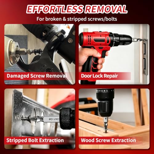 Damaged Screw Extractor Set,6pcs Stripped Screws Nuts Bolts for Removing Rusted and Damaged Hardware, Nuts and Bolts, Drill Bit Tools - color: 6pcs-screw Extractor Set