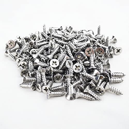 200PCS #6 x 1/2" Wood Screws, 18-8 (304) Stainless Steel Flat Head Phillips Self Tapping Sheet Metal Screws (3/8" to 1" Available) - size: 200PCS #6 x 1/2"