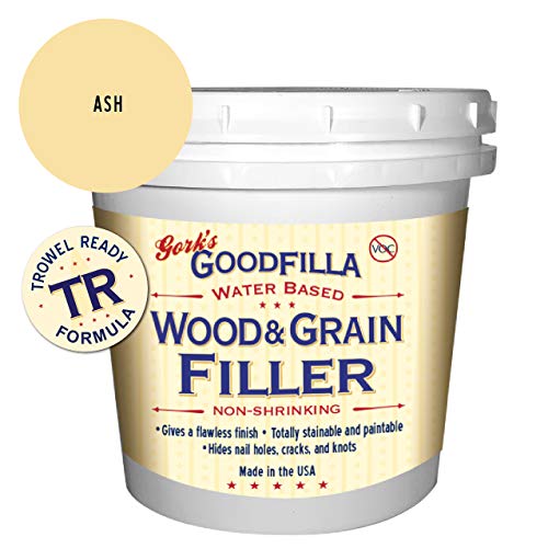Water-Based Wood & Grain Filler (Trowel Ready) - Ash - 1 Quart By Goodfilla | Replace Every Filler & Putty | Repairs, Finishes & Patches | Paintable, Stainable, Sandable & Quick Drying - color: Ash, size: 1 Quart