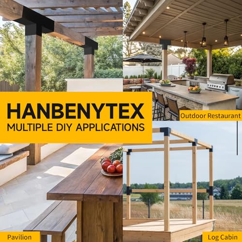 1Pack 6" x 6" 3-Way Pegola Brackets, DIY T-Shaped Horizontal Bracket with Screw for (Actual:5.5x5.5) Wood Beam Support,Heavy Duty Gazebo Bracket for Outdoor Pavilion,Porch,Hunt Cabin - style: 3-WAY T-SHAPED