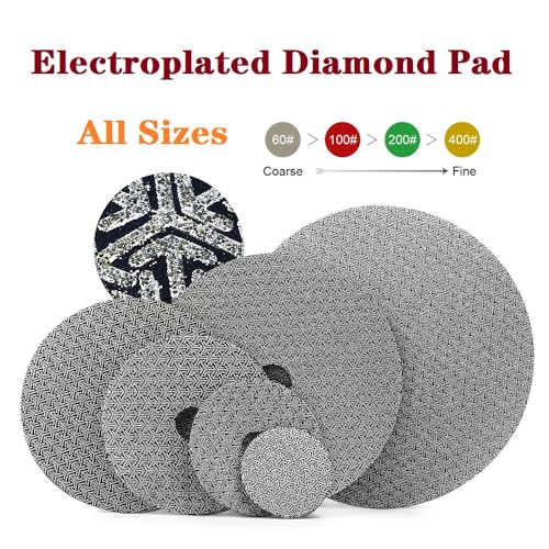 Electroplated Diamond Sanding Paper Sheet Pad,60Grit 3inch 75mm Grinding Sandpaper Pad Hook and Loop Backing for Metal Glass Porcelain Ceramic Hand Polishing & Trimming (1 Piece) - size: 3inch 75mm, style: 60Grit 1Piece