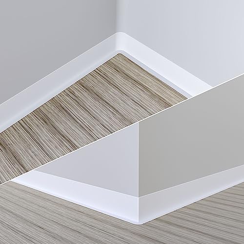Duzzy Flexible Baseboard Molding Trim, 5 Inch(W) x 40 Feet(L) Peel and Stick Rubber Wall Trim Molding, Self-Adhesive Vinyl Wall Base Cove Base - color: White, size: 5 Inch x 40 Feet