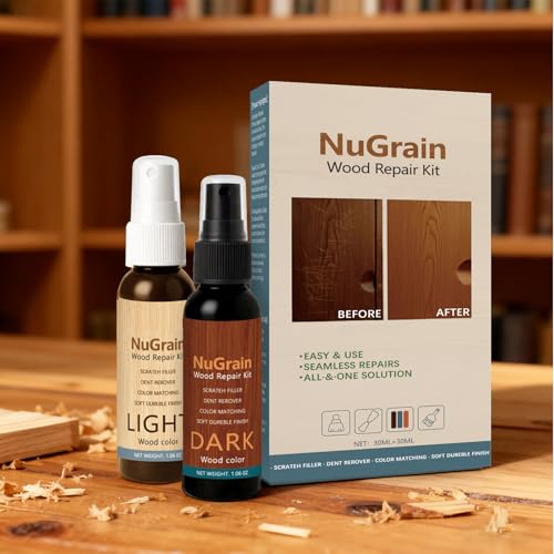 NuGrain Wood Repair Kit, Professional Wood Floor Scratch Repair,Easy-Fix Wood Furniture Repair- Restores Wood Scratch, Covers Nicks, Hides Minor Defects, Restore a Finish for Wood
