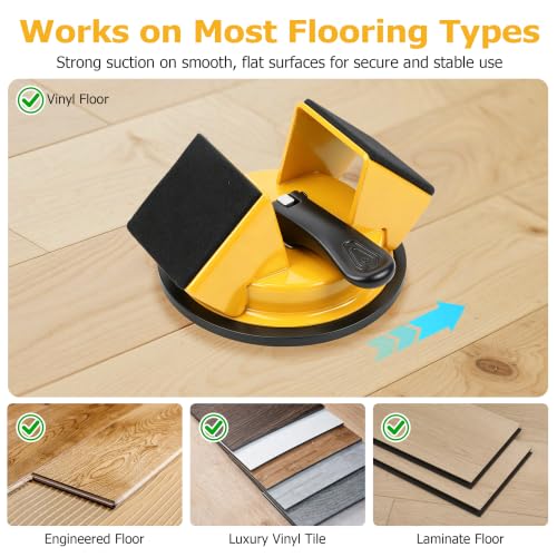 Heavy Duty Floor Gap Fixer Tool with Suction Cup Lifter, Rubber Mallet, and 5 Nano Adhesive Pads, for Laminate, LVP, Vinyl Plank, and Hardwood Flooring Gap Repair