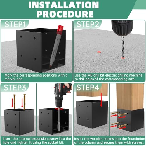 4x4 Post Base, Concealed Fastener Concrete Post Anchor,Elevated Post Base