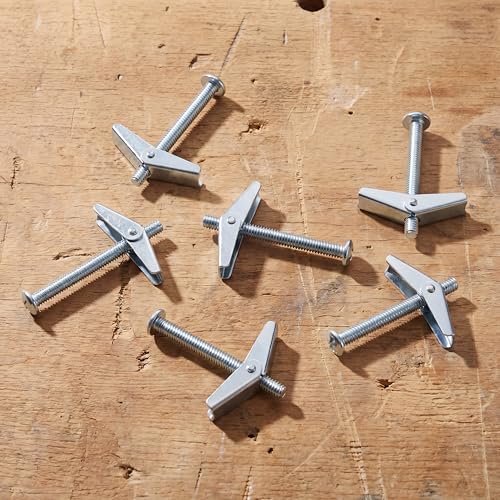 100-Pack 1/4" x 4" Toggle Bolts, Heavy Duty Spring Toggle Anchors for Thick Drywall and Plaster, Zinc Plated Steel Hollow Wall Butterfly Bolts for Mounting Shelving Cabinets TV Brackets - size: 1/4" x 4"