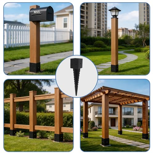 6 Pcs 16" 4"x4" Fence Post Anchor Ground Spike (Fit 3.6"x3.6") Post
