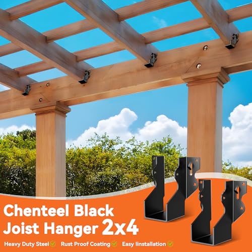 50 Pcs Black 2x4 Joist Hanger,LU24 18 Gauge Double Shear Face Mount Joist Hanger,Hurricane Ties for Rafters Tie Brackets Great for Floor Deck and Ceiling Joists - size: 50Pcs 2x4, style: Black