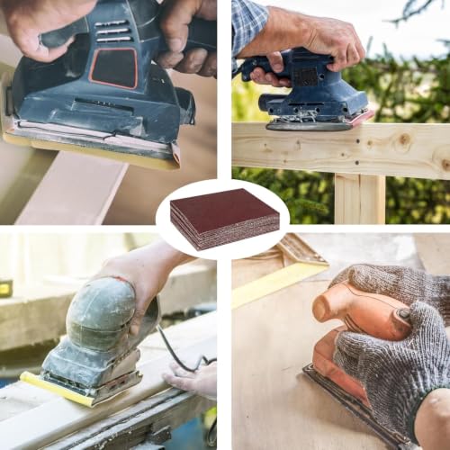 90 Pack 1/4 Sheet Sandpaper 4.5"x 5.5" Hook and Loop Sanding Sheets Aluminum Oxide Palm Sander Sandpaper 60-600 Grit Sanding Blocks for Wood Metal Furniture Polishing (Mixed) - size: Mixed
