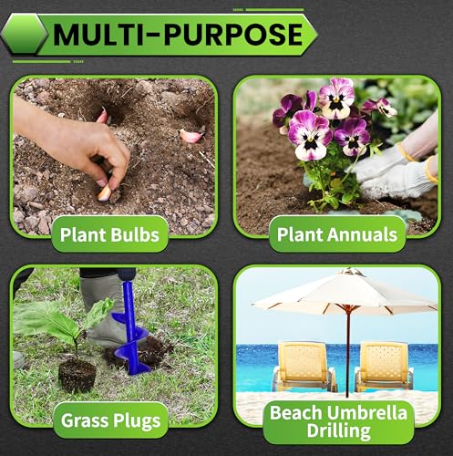 Auger Drill Bit for Planting - 3.5"X16" Heavy-Duty Garden Auger Spiral Drill Bit - Bulb Planter Tool & Auger Post Hole Digger - 3/8" Hex Drive Drill - size: 3.5"x16"(Blue)