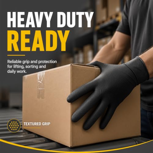 8 Mil Black Nitrile Gloves, Heavy Duty Disposable Gloves - size: Medium