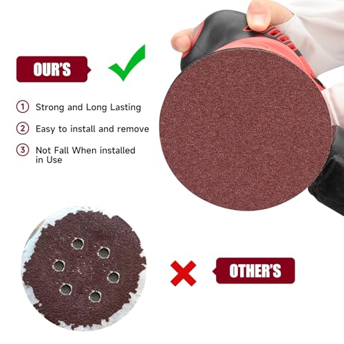 100PCS 6 Inch Sanding Discs 40 Grit Sandpaper for Orbital Sander - style: No Hole-Red