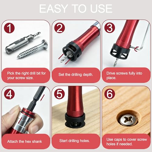 10 PCS Countersink Drill Bit Set – 82° Countersink Drill Bit and Adjustable Depth Stop Collar,4 Pcs 5/16", 2/5" Dual-Blade HSS Bits for Wood, Aluminum, Plastic, MDF, and Deck Installation