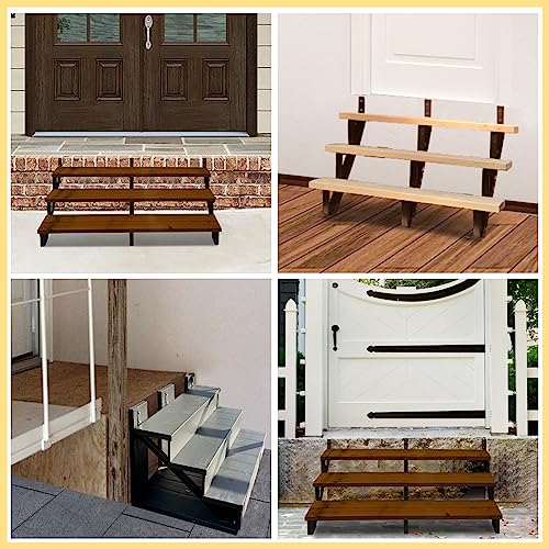 3 Step Metal Stair Step Steel Riser Stringers for 27.1" Height Deck, 3Packs - size: 3 Steps