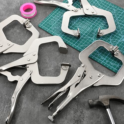 4 Pcs 11 Inch Locking C Clamp Heavy Duty Welding Clamps Pliers Vise Grip Clamps with Swivel Pad with Regular Tip and Swivel Pad for Craftsmen Home Workshop - size: 11 Inch,Set of 4