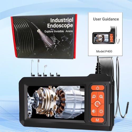 Industrial Endoscope Camera with Light, 4.3‘’ Screen, 8mm Scope IP67 Waterproof Borescope, 2600mAh Battery Inspection Camera for Automotive, Plumbing, HVAC, Wall, Pipe (2M (6.5FT)) - size: 2M (6.5FT)