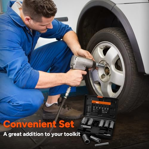 10-Piece Locking Lug Nut Removal Tool, 1/2" Drive Lug Nut Extractor Set - size: W6159-10-PCS