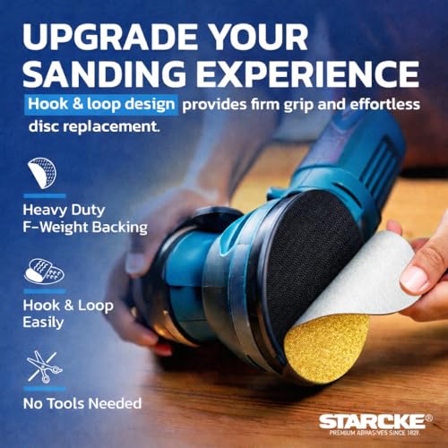 STARCKE 5 Inch 8-Hole Hook and Loop Sanding Discs 320 Grit 100 Pack