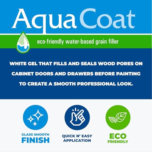 AquaCoat Water-Based White Cabinet Wood Grain Filler Gel – Fast Drying, Low Odor White Wood Filler, Sandable & Paintable for Interior & Exterior Repairs, Upgrades & Restorations, 4 Pack (Pint) - size: 4Pint