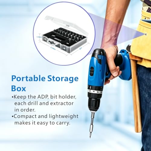 33PCS Damaged Screw Extractor Set, Easy Out Stripped Screw Extractor Kit with HSS 4341 Drill Bits, Magnetic Bit Holder & Socket Adapter, Broken Bolt & Screw Remover for Power Drill