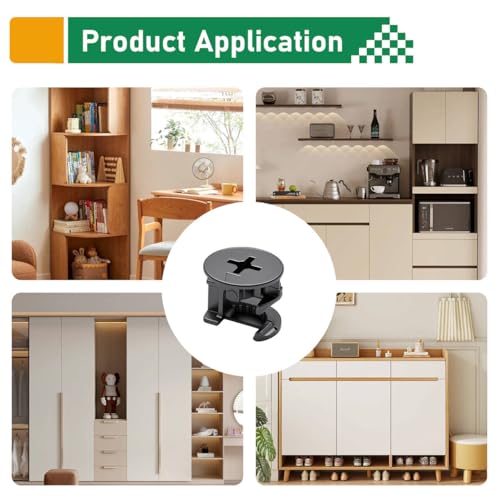 120 Pcs Cam Locks for Furniture Connecting Fittings, 3 in 1 Cam Connector Bolt Fittings Fasteners Hardware Parts for Drawer Dresser Cabinet(Black - size: 120pcs-black