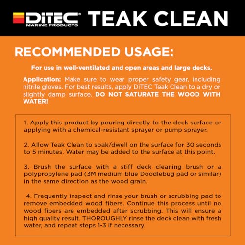 DITEC Teak Clean Marine Wood Cleaner, Removes Grey Oxidation & Grime, 32 oz - size: 32 Fl Oz (Pack of 1)