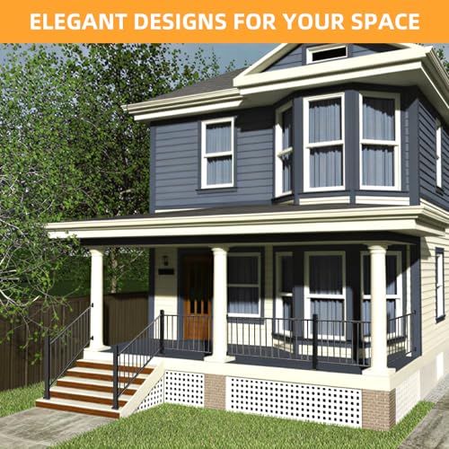 47in Deck Railing Post with Screws - color: Black-2, size: 47in Post for Stair Railing