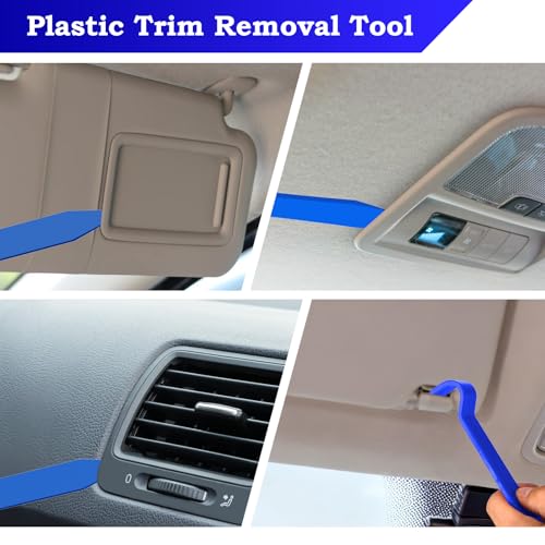 Aleric 7 Pieces Car Trim Removal Tool Kit with Plastic Pry Tool and Auto Fastener Clip Pilers, Car Trim Removal Tools for Body Upholstery Door Panel Detachment, Dashboard, Auto Fasteners Remover Tool