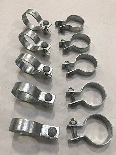 (10 Pack) Brace Bands with Bolts & Nuts for Chain Link Fence, Gate, Posts (1-5/8") - size: 1-5/8"
