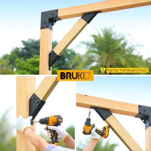 8pc 45°-Degree Angle Support Bracket, 2x4 (Actual 1.5''x3.5'') Angle Bracket, Suitable for Pergolas, Gazebo, Deck Porch, Cabin Elevated Wood Support Bracket kit (Frosted-Black) - size: 2''x4'' (Actual: 1.5''x3.5'')
