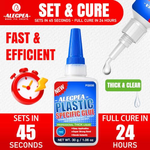 ALECPEA Super Glue for Plastic 30g, Thick Plastic Adhesive with 3 Droppers - color: Plastic Glue