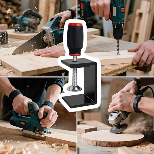 4pcs Universal Heavy Duty C-Clamp, Cabinet Installation Wide Jaw Clamps, Adjustable Aluminum Clamp Bracket for Desk, Tables, Wooden Board