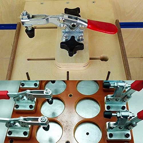Auniwaig Hold Down Toggle Clamps Vertical Red Hand Tool Holding Capacity Heavy Duty Toggle Clamp 442lbs Quick Release Tool 2Pcs - size: 200kg 2pcs